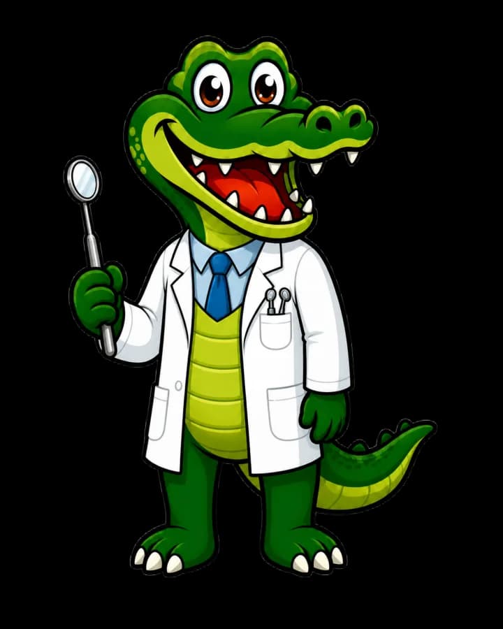 Croc in a dentist coat
