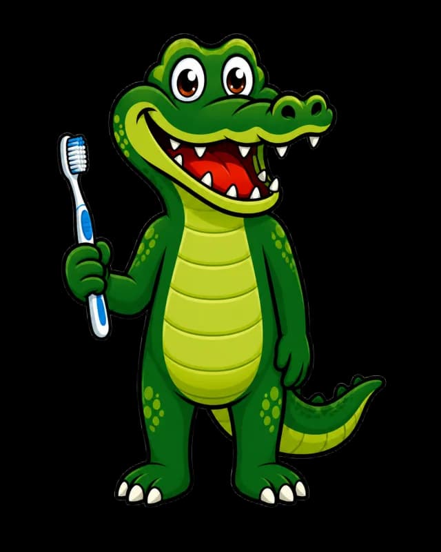 Croc with toothbrush